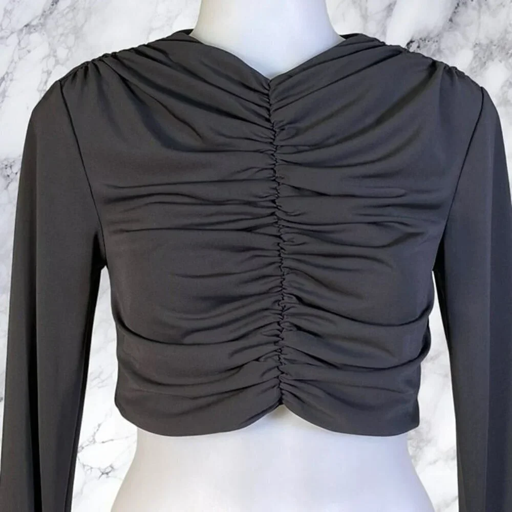 L'Academie Mae Crop Top - Black